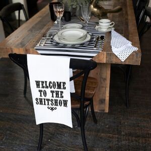 Twisted Wares White Hang Tight Tea Kitchen Towel Welcome to the Shitshow! NWT